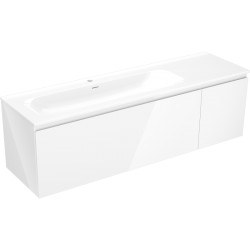 MEXEN/S - Orio kúpeľňová skrinka 160 cm s umývadlom Vela ľavá, 1S, 1D, biela lesk (91A13-16047-3-BBFF00-W23L00)