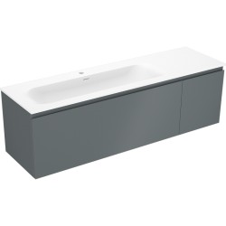 MEXEN/S - Orio kúpeľňová skrinka 160 cm s umývadlom Vela ľavá, 1S, 1D, grafit mat/biela mat (91A13-16047-3-BBFF66-W23L01)