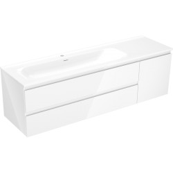 MEXEN/S - Orio kúpeľňová skrinka 160 cm s umývadlom Vela ľavá, 2S, 1D, biela lesk (91A13-16047-3-BBFFF00-W23L00)