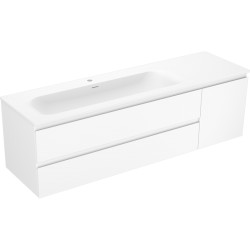 MEXEN/S - Orio kúpeľňová skrinka 160 cm s umývadlom Vela ľavá, 2S, 1D, biela mat (91A13-16047-3-BBFFFF01-W23L01)