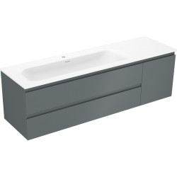 MEXEN/S - Orio kúpeľňová skrinka 160 cm s umývadlom Vela ľavá, 2S, 1D, grafit mat/biela mat (91A13-16047-3-BBFFF66-W23L01)