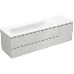 MEXEN/S - Orio kúpeľňová skrinka 160 cm s umývadlom Vela ľavá, 2S, 1D, sivá mat/biela mat (91A13-16047-3-BBFFF62-W23L01)