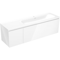 MEXEN/S - Orio kúpeľňová skrinka 160 cm s umývadlom Vela pravá, 1S, 1D, biela lesk (91A13-16047-3-BBFF00-W23P00)