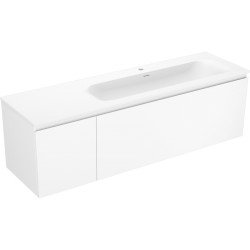 MEXEN/S - Orio kúpeľňová skrinka 160 cm s umývadlom Vela pravá, 1S, 1D, biela mat (91A13-16047-3-BBFF01-W23P01)