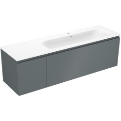 MEXEN/S - Orio kúpeľňová skrinka 160 cm s umývadlom Vela pravá, 1S, 1D, grafit mat/biela mat (91A13-16047-3-BBFF66-W23P01)