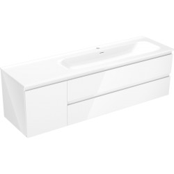 MEXEN/S - Orio kúpeľňová skrinka 160 cm s umývadlom Vela pravá, 2S, 1D, biela lesk (91A13-16047-3-BBFFF00-W23P00)