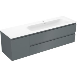 MEXEN/S - Orio kúpeľňová skrinka 160 cm s umývadlom Vela pravá, 2S, 1D, grafit mat/biela mat (91A13-16047-3-BBFFF66-W23P01)