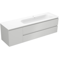 MEXEN/S - Orio kúpeľňová skrinka 160 cm s umývadlom Vela pravá, 2S, 1D, sivá mat/biela mat (91A13-16047-3-BBFFF62-W23P01)