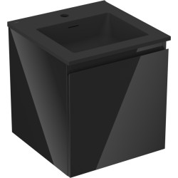 MEXEN/S - Orio kúpeľňová skrinka 45 cm s umývadlom Otis, 1 šuplík, čierna lesk/čierna mat (91A10-04547-1-BF70-W18M71)