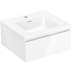 MEXEN/S - Orio kúpeľňová skrinka 50 cm s umývadlom Otis, 1 šuplík, biela lesk (91A10-05023-1-BF00-W18M00)