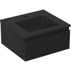 MEXEN/S - Orio kúpeľňová skrinka 50 cm s umývadlom Otis, 1 šuplík, čierna mat (91A10-05023-1-BF71-W18M71)