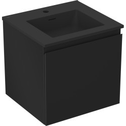 MEXEN/S - Orio kúpeľňová skrinka 50 cm s umývadlom Otis, 1 šuplík, čierna mat (91A10-05047-1-BF71-W18M71)