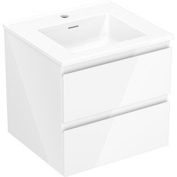 MEXEN/S - Orio kúpeľňová skrinka 50 cm s umývadlom Otis, 2 zásuvky, biela lesk (91A10-05047-2-BFF00-W18M00)