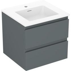 MEXEN/S - Orio kúpeľňová skrinka 50 cm s umývadlom Otis, 2 zásuvky, grafit mat/biela mat (91A10-05047-2-BFF66-W18M01)