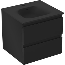 MEXEN/S - Orio kúpeľňová skrinka 50 cm s umývadlom Vela, 2 zásuvky, čierna mat (91A10-05047-2-BFF71-W23M71)