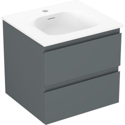MEXEN/S - Orio kúpeľňová skrinka 50 cm s umývadlom Vela, 2 zásuvky, grafit mat/biela mat (91A10-05047-2-BFF66-W23M01)