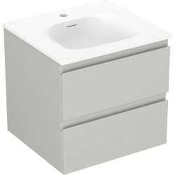 MEXEN/S - Orio kúpeľňová skrinka 50 cm s umývadlom Vela, 2 zásuvky, sivá mat/biela mat (91A10-05047-2-BFF62-W23M01)