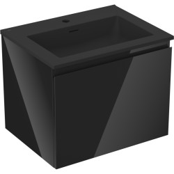 MEXEN/S - Orio kúpeľňová skrinka 60 cm s umývadlom Otis, 1 šuplík, čierna lesk/čierna mat (91A10-06047-1-BF70-W18M71)