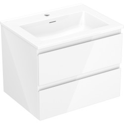 MEXEN/S - Orio kúpeľňová skrinka 60 cm s umývadlom Otis, 2 zásuvky, biela lesk (91A10-06047-2-BFF00-W18M00)