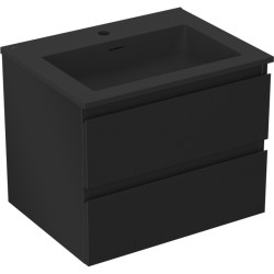 MEXEN/S - Orio kúpeľňová skrinka 60 cm s umývadlom Otis, 2 zásuvky, čierna mat (91A10-06047-2-BFF71-W18M71)