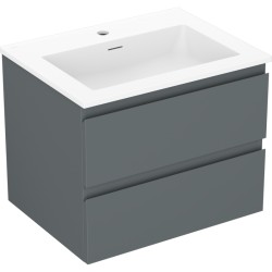 MEXEN/S - Orio kúpeľňová skrinka 60 cm s umývadlom Otis, 2 zásuvky, grafit mat/biela mat (91A10-06047-2-BFF66-W18M01)