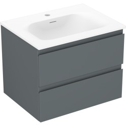 MEXEN/S - Orio kúpeľňová skrinka 60 cm s umývadlom Vela, 2 zásuvky, grafit mat/biela mat (91A10-06047-2-BFF66-W23M01)