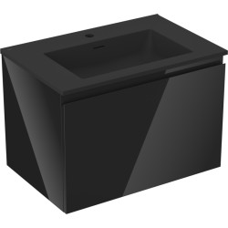 MEXEN/S - Orio kúpeľňová skrinka 70 cm s umývadlom Otis, 1 šuplík, čierna lesk/čierna mat (91A10-07047-1-BF70-W18M71)
