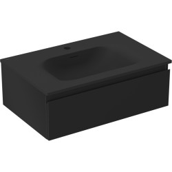 MEXEN/S - Orio kúpeľňová skrinka 70 cm s umývadlom Vela, 1 šuplík, čierna mat (91A10-07023-1-BF71-W23M71)