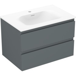 MEXEN/S - Orio kúpeľňová skrinka 70 cm s umývadlom Vela, 2 zásuvky, grafit mat/biela mat (91A10-07047-2-BFF66-W23M01)