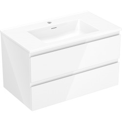 MEXEN/S - Orio kúpeľňová skrinka 80 cm s umývadlom Otis, 2 zásuvky, biela lesk (91A10-08047-2-BFF00-W18M00)