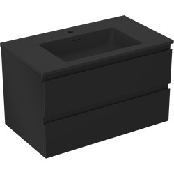 MEXEN/S - Orio kúpeľňová skrinka 80 cm s umývadlom Otis, 2 zásuvky, čierna mat (91A10-08047-2-BFF71-W18M71)