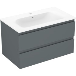 MEXEN/S - Orio kúpeľňová skrinka 80 cm s umývadlom Vela, 2 zásuvky, grafit mat/biela mat (91A10-08047-2-BFF66-W23M01)