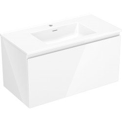 MEXEN/S - Orio kúpeľňová skrinka 90 cm s umývadlom Otis, 1 šuplík, biela lesk (91A10-09047-1-BF00-W18M00)