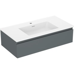 MEXEN/S - Orio kúpeľňová skrinka 90 cm s umývadlom Otis, 1 šuplík, grafit mat/biela mat (91A10-09023-1-BF66-W18M01)