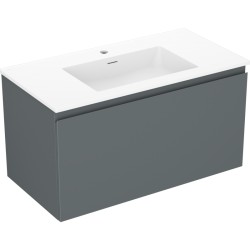 MEXEN/S - Orio kúpeľňová skrinka 90 cm s umývadlom Otis, 1 šuplík, grafit mat/biela mat (91A10-09047-1-BF66-W18M01)