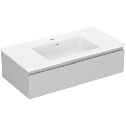 MEXEN/S - Orio kúpeľňová skrinka 90 cm s umývadlom Otis, 1 šuplík, šedá mat/biela mat (91A10-09023-1-BF62-W18M01)