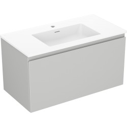 MEXEN/S - Orio kúpeľňová skrinka 90 cm s umývadlom Otis, 1 šuplík, šedá mat/biela mat (91A10-09047-1-BF62-W18M01)