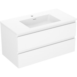 MEXEN/S - Orio kúpeľňová skrinka 90 cm s umývadlom Otis, 2 zásuvky, biela mat (91A10-09047-2-BFF01-W18M01)