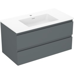 MEXEN/S - Orio kúpeľňová skrinka 90 cm s umývadlom Otis, 2 zásuvky, grafit mat/biela mat (91A10-09047-2-BFF66-W18M01)