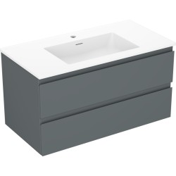 MEXEN/S - Orio kúpeľňová skrinka 90 cm s umývadlom Otis, 2 zásuvky, grafit mat/biela mat (91A10-09047-2-BFF66-W18M01)