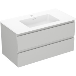MEXEN/S - Orio kúpeľňová skrinka 90 cm s umývadlom Otis, 2 zásuvky, sivá mat/biela mat (91A10-09047-2-BFF62-W18M01)