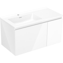 MEXEN/S - Orio kúpeľňová skrinka 90 cm s umývadlom Otis ľavá, 1S, 1D, biela lesk (91A13-09047-3-BBFF00-W18L00)