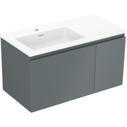 MEXEN/S - Orio kúpeľňová skrinka 90 cm s umývadlom Otis ľavá, 1S, 1D, grafit mat/biela mat (91A13-09047-3-BBFF66-W18L01)