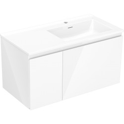 MEXEN/S - Orio kúpeľňová skrinka 90 cm s umývadlom Otis pravá, 1S, 1D, biela lesk (91A13-09047-3-BBFF00-W18P00)