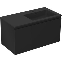 MEXEN/S - Orio kúpeľňová skrinka 90 cm s umývadlom Otis pravá, 1S, 1D, čierna mat (91A13-09047-3-BBFF71-W18P71)