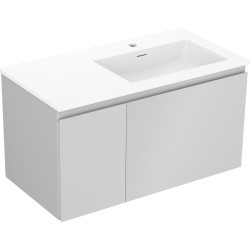 MEXEN/S - Orio kúpeľňová skrinka 90 cm s umývadlom Otis pravá, 1S, 1D, sivá mat/biela mat (91A13-09047-3-BBFF62-W18P01)