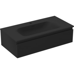 MEXEN/S - Orio kúpeľňová skrinka 90 cm s umývadlom Vela, 1 šuplík, čierna mat (91A10-09023-1-BF71-W23M71)