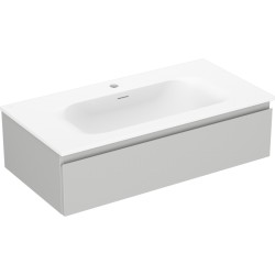 MEXEN/S - Orio kúpeľňová skrinka 90 cm s umývadlom Vela, 1 šuplík, šedá mat/biela mat (91A10-09023-1-BF62-W23M01)