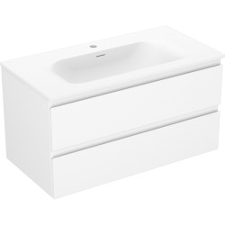 MEXEN/S - Orio kúpeľňová skrinka 90 cm s umývadlom Vela, 2 zásuvky, biela mat (91A10-09047-2-BFF01-W23M01)
