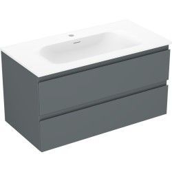 MEXEN/S - Orio kúpeľňová skrinka 90 cm s umývadlom Vela, 2 zásuvky, grafit mat/biela mat (91A10-09047-2-BFF66-W23M01)